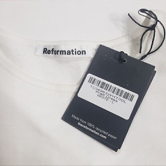 NWT REFORMATION Pratt Bustier White Knit Mini Shirt Dress L - Picture 8 of 13